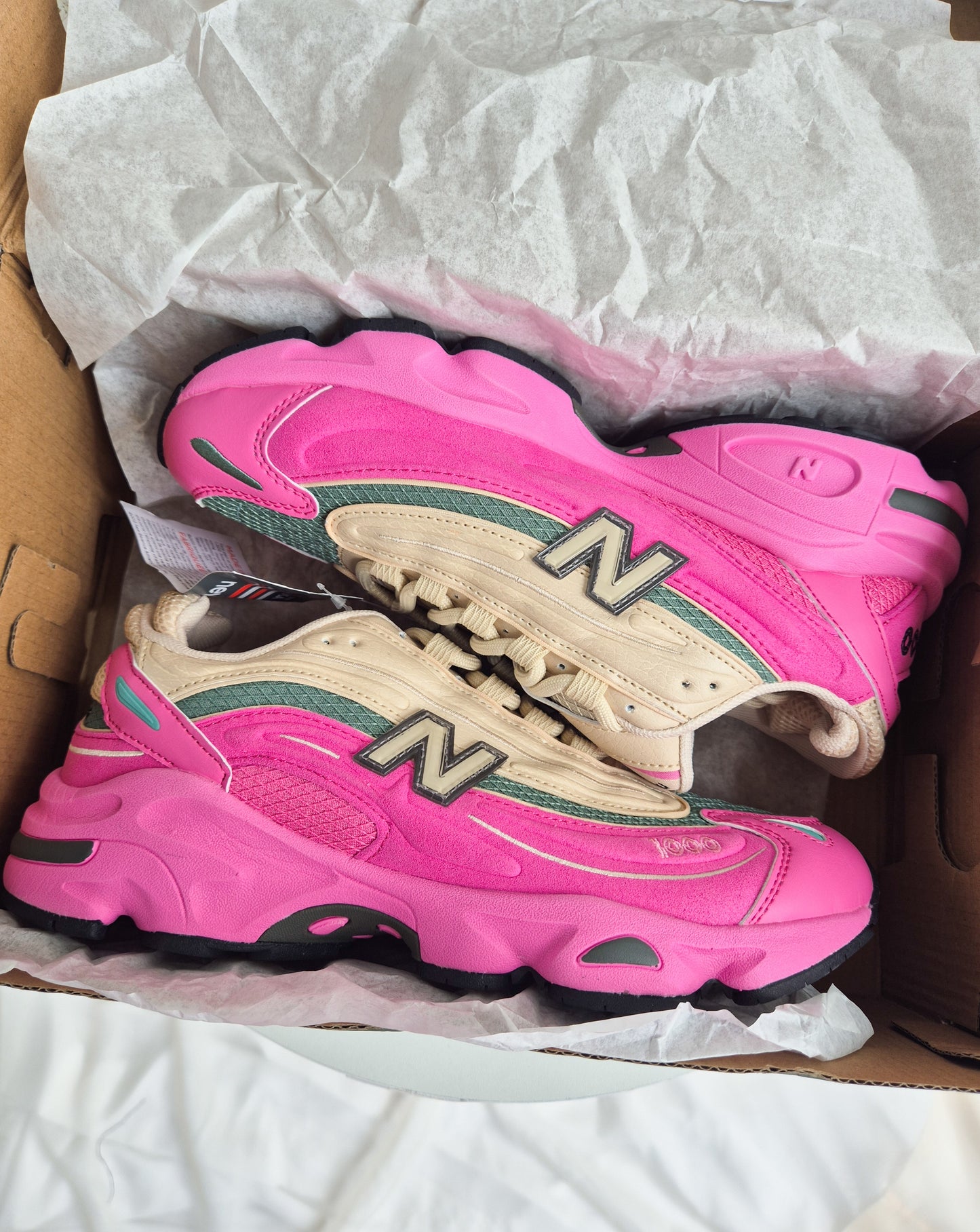 New Balance 1000 pink and green colorway