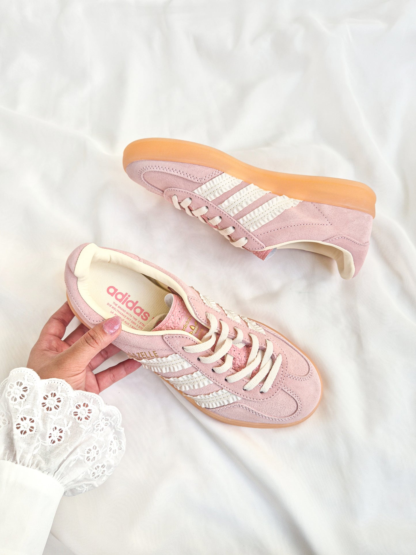 Adidas Gazelle Indoor ruffle detail in pink