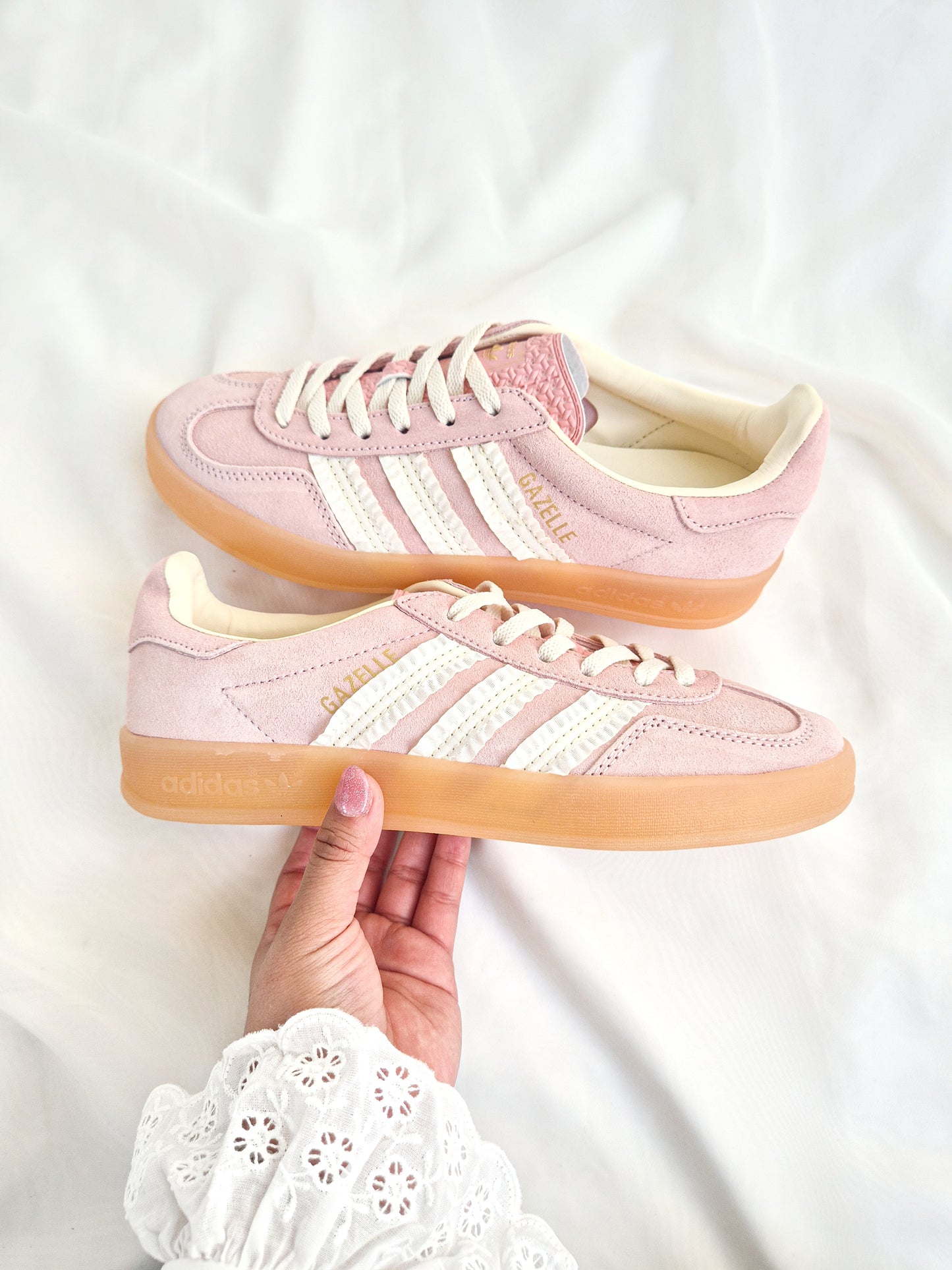 Adidas Gazelle Indoor ruffle detail in pink